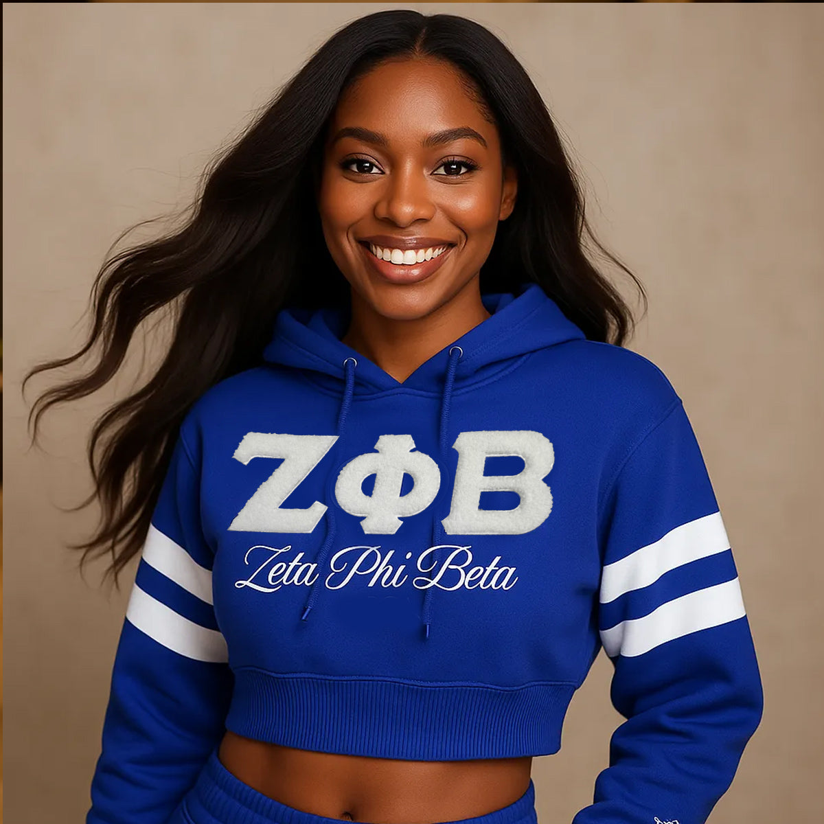 ZETA | Royal STRIPE High Chenille Crop Hoodie – collegiateluxe