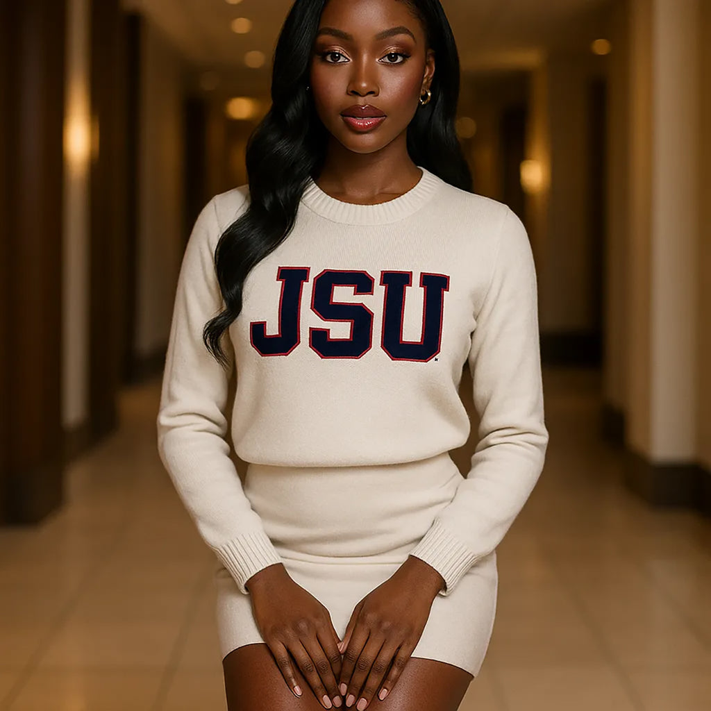 Jsu Pattern Jackson State | JSU PEARLED IVORY Sweater (a** – collegiateluxe