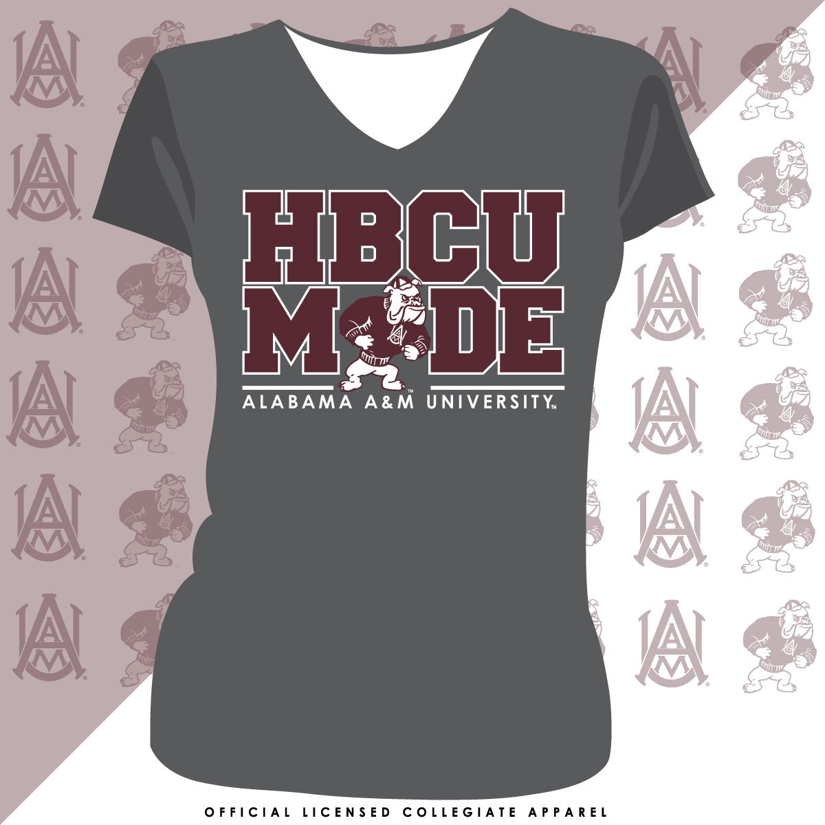 Alabama A&M | HBCU MADE Gray Ladies V-neck Tees (Z)