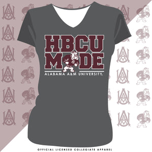 Alabama A&M | HBCU MADE Gray Ladies V-neck Tees (Z)