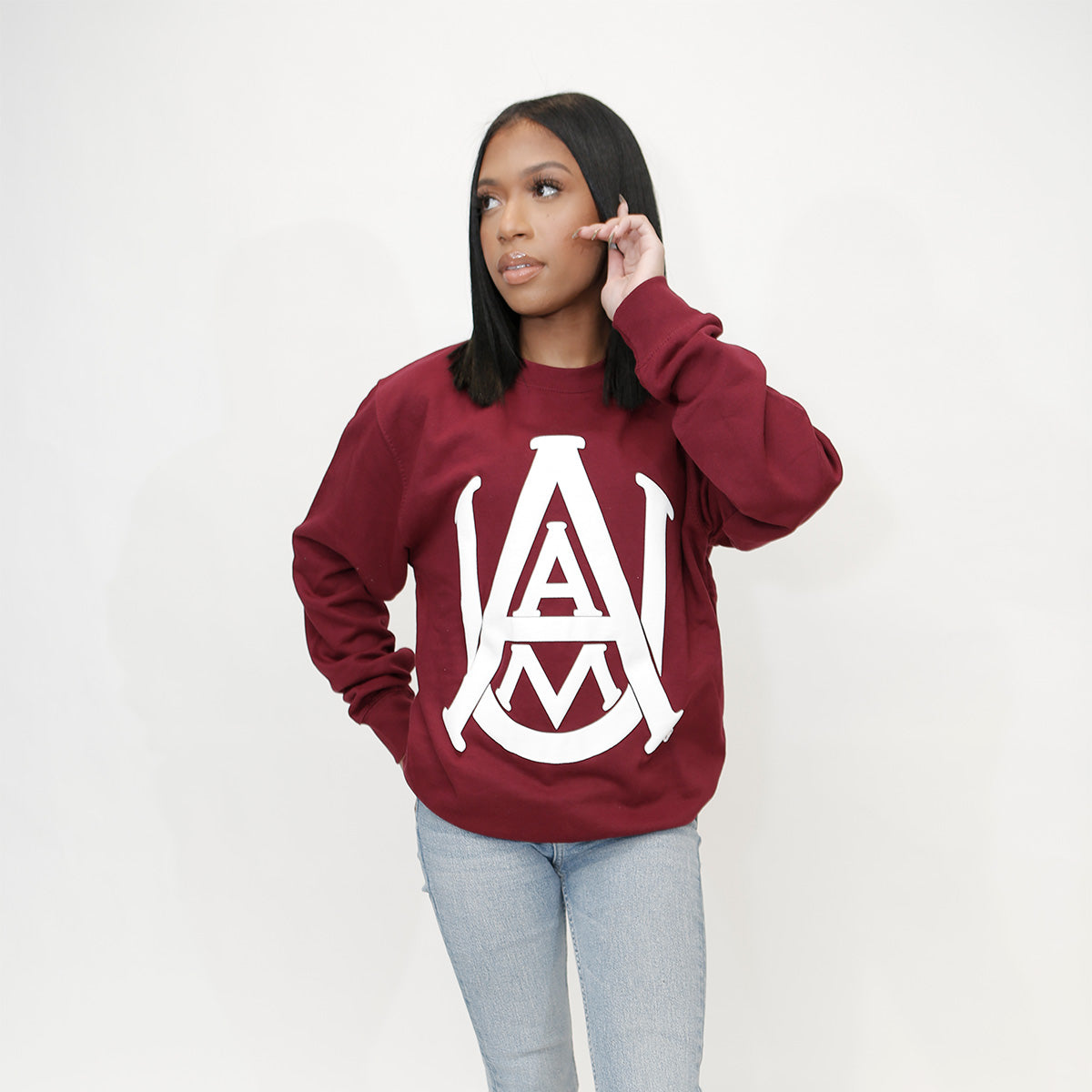 printful Yalla Bye Embroidered Sweatshirt Maroon / M