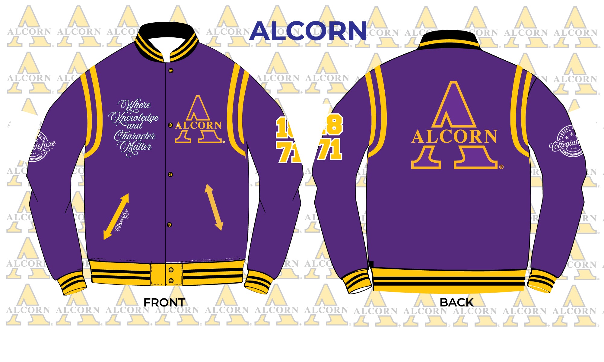 ALCORN STATE VARSITY JACKET Royal/ Purple UNISEX (K