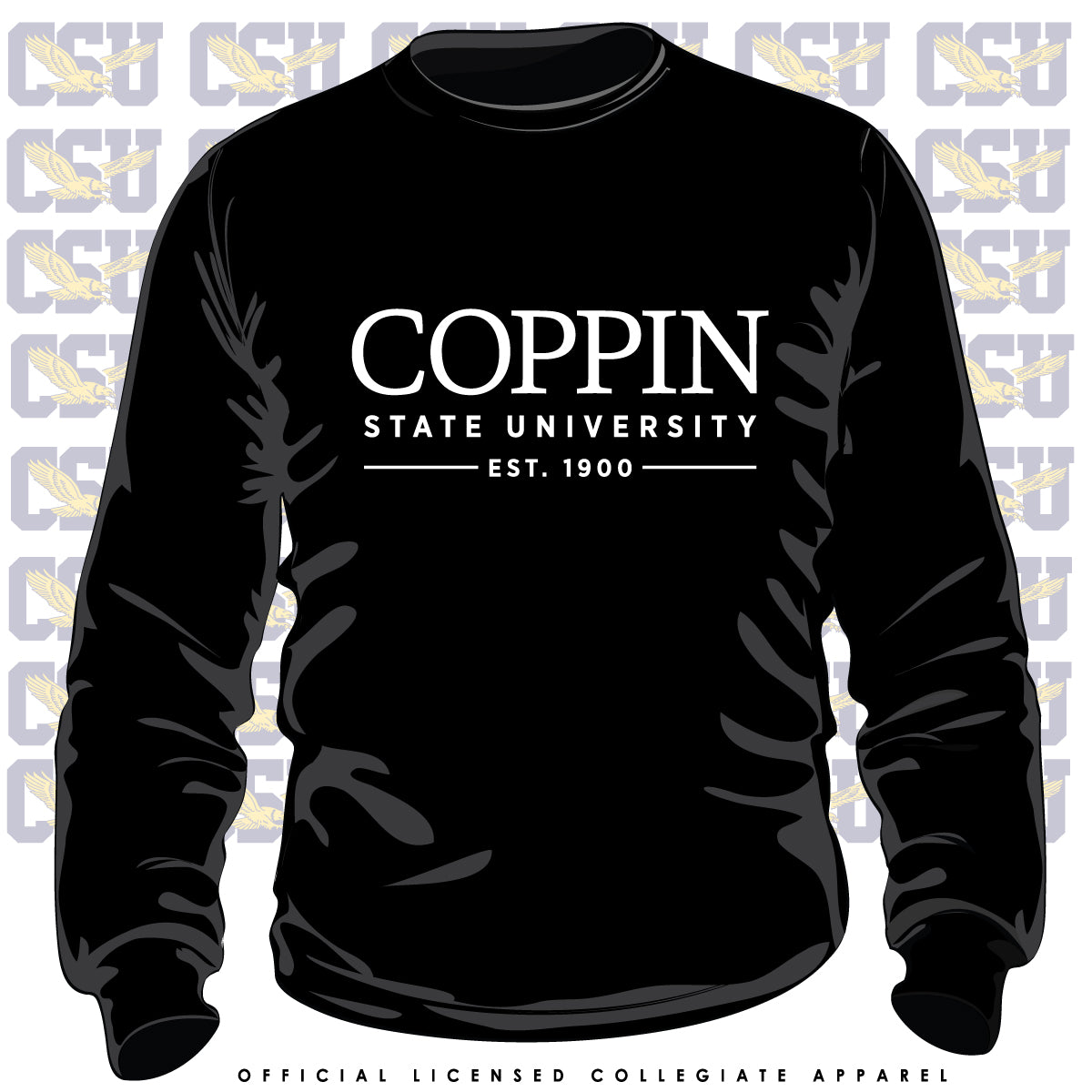 Coppin St. TEXT  | 3D  PUFF INK | ALL BLACK | Unisex Sweatshirt