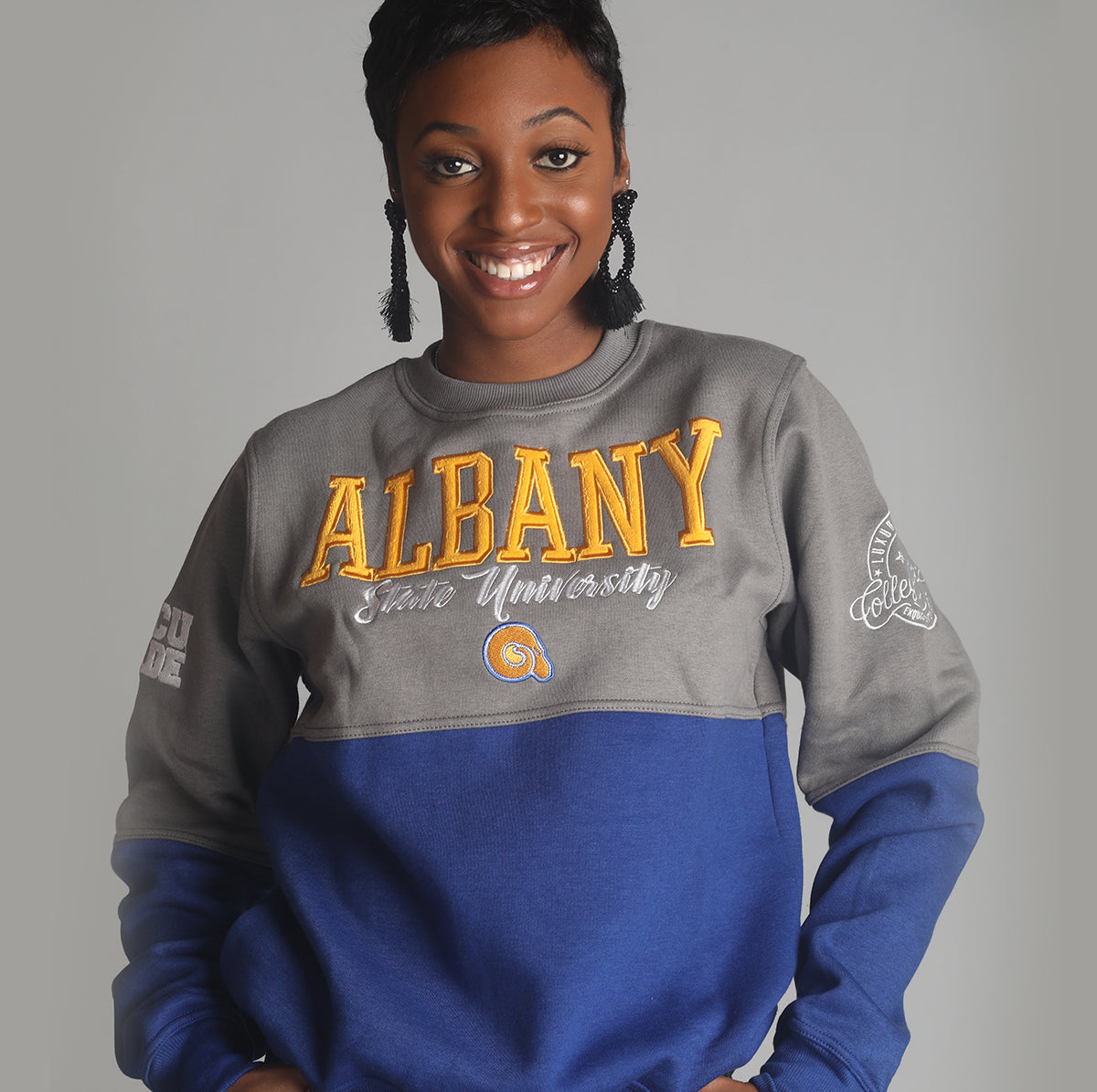 ALBANY ST. | The GRAD | GRAY & ROYAL Unisex Sweatshirt