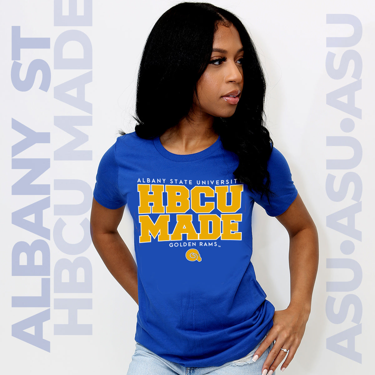 ALBANY ST. | HBCU MADE Royal Blue Ladies Tees -Z-
