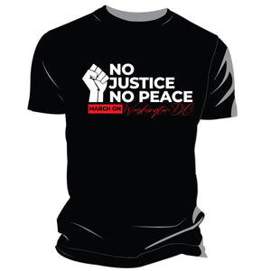 NO JUSTICENO PEACE |  Black unisex tees (Z)