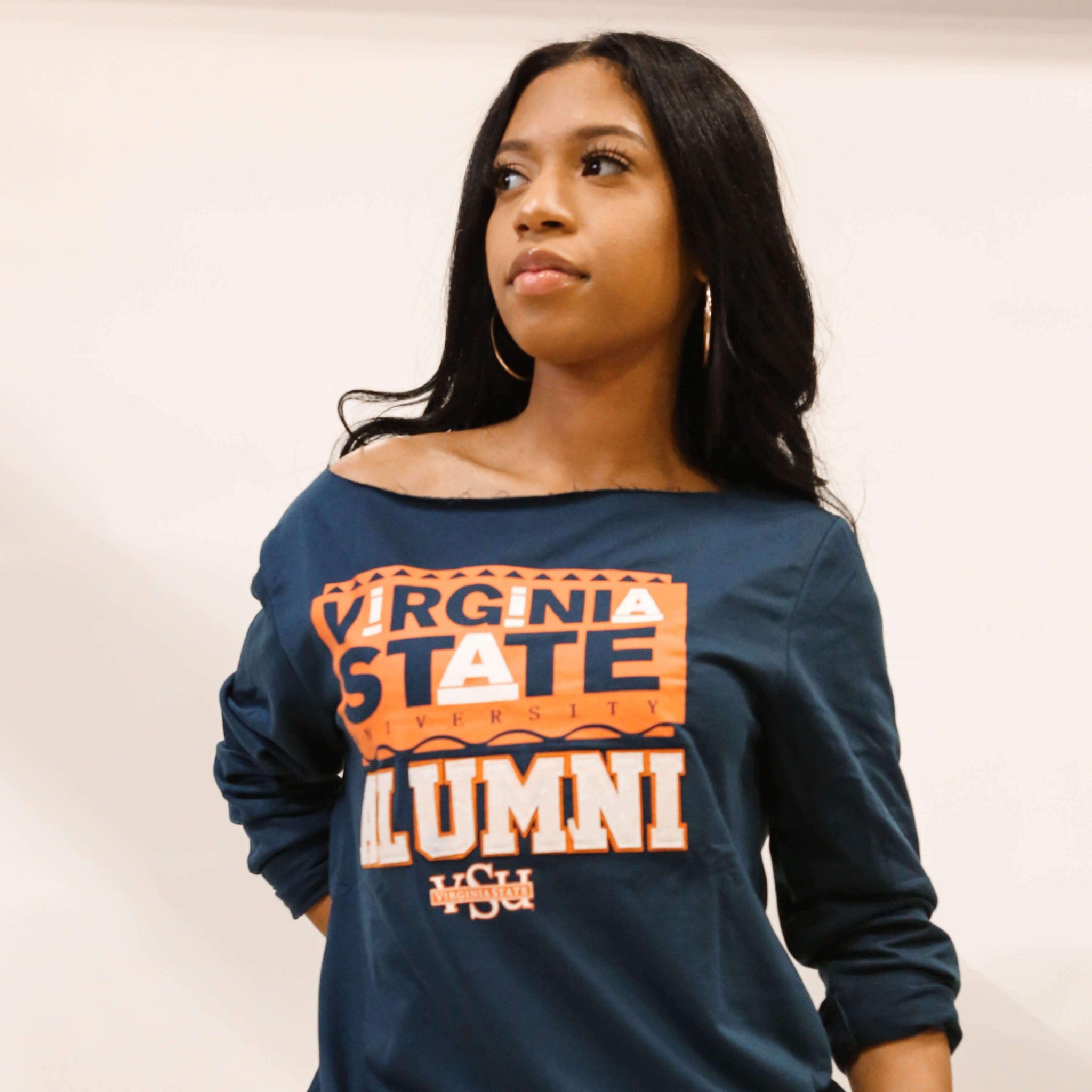 Virginia State  | VSU 90s Alumni  | NAVY Ladies Off the Shoulders Top