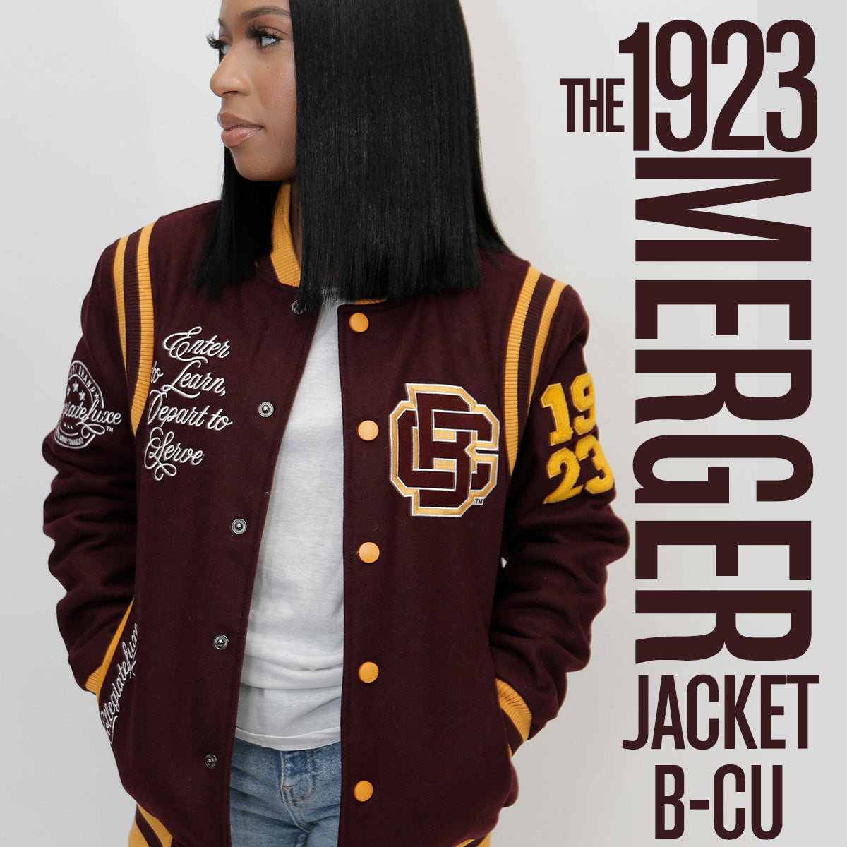 Jacket Makers Varsity Jacket with Cream Sleeves