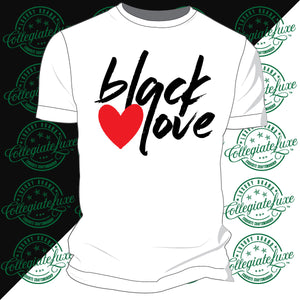 BLACK LOVE  | WHITE Unisex  TEES w/ RED HEART (S)