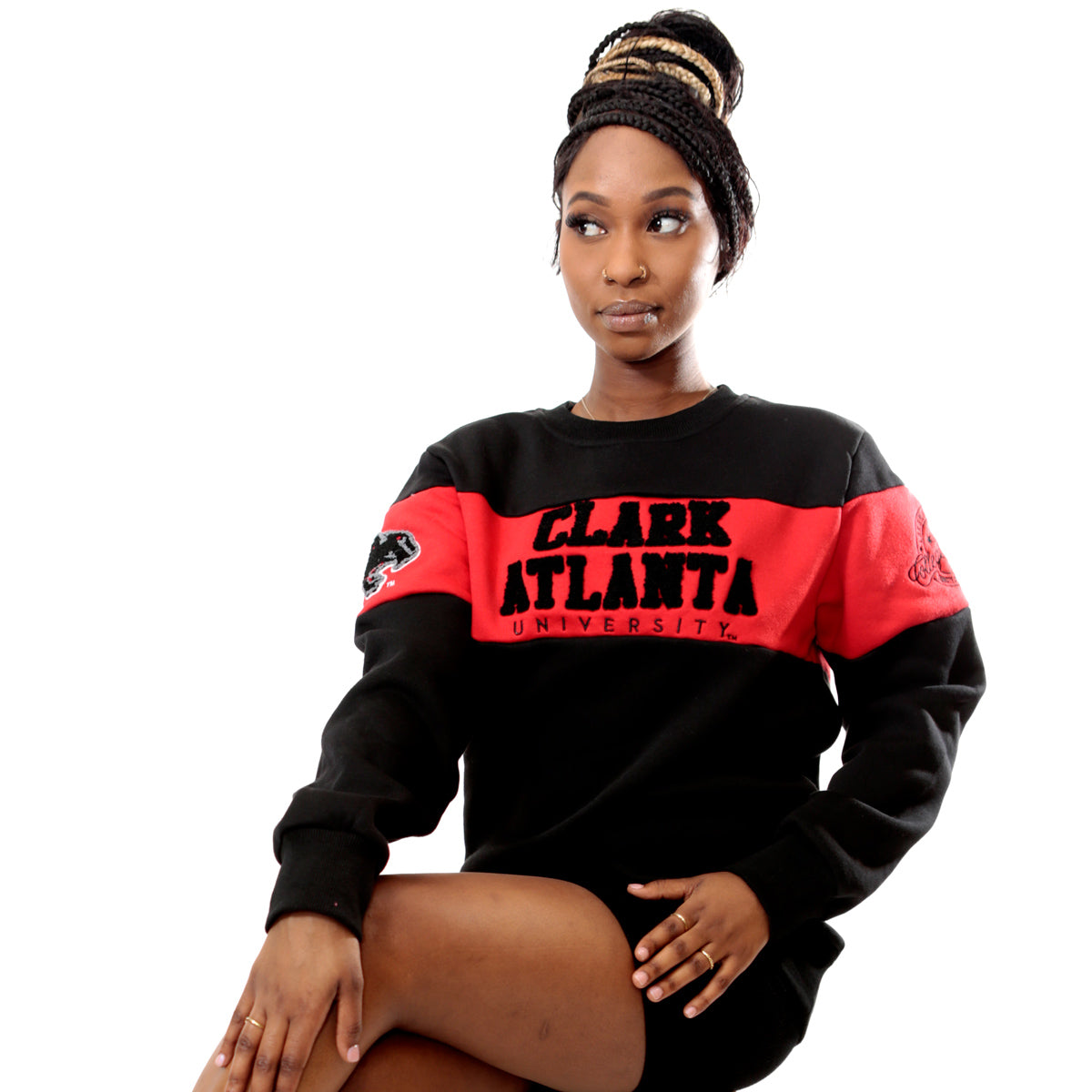 CLARK ATLANTA.  - 2 TONE ( Chenille & Embroidery  ) UNISEX SWEATSHIRT