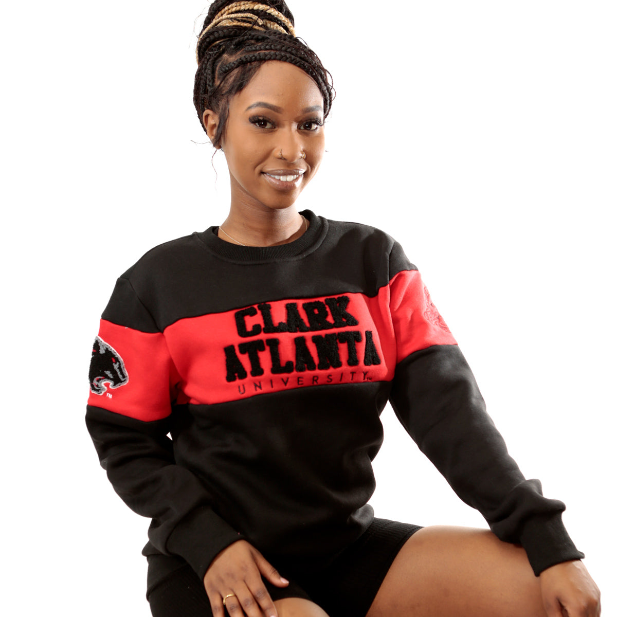 CLARK ATLANTA.  - 2 TONE ( Chenille & Embroidery  ) UNISEX SWEATSHIRT