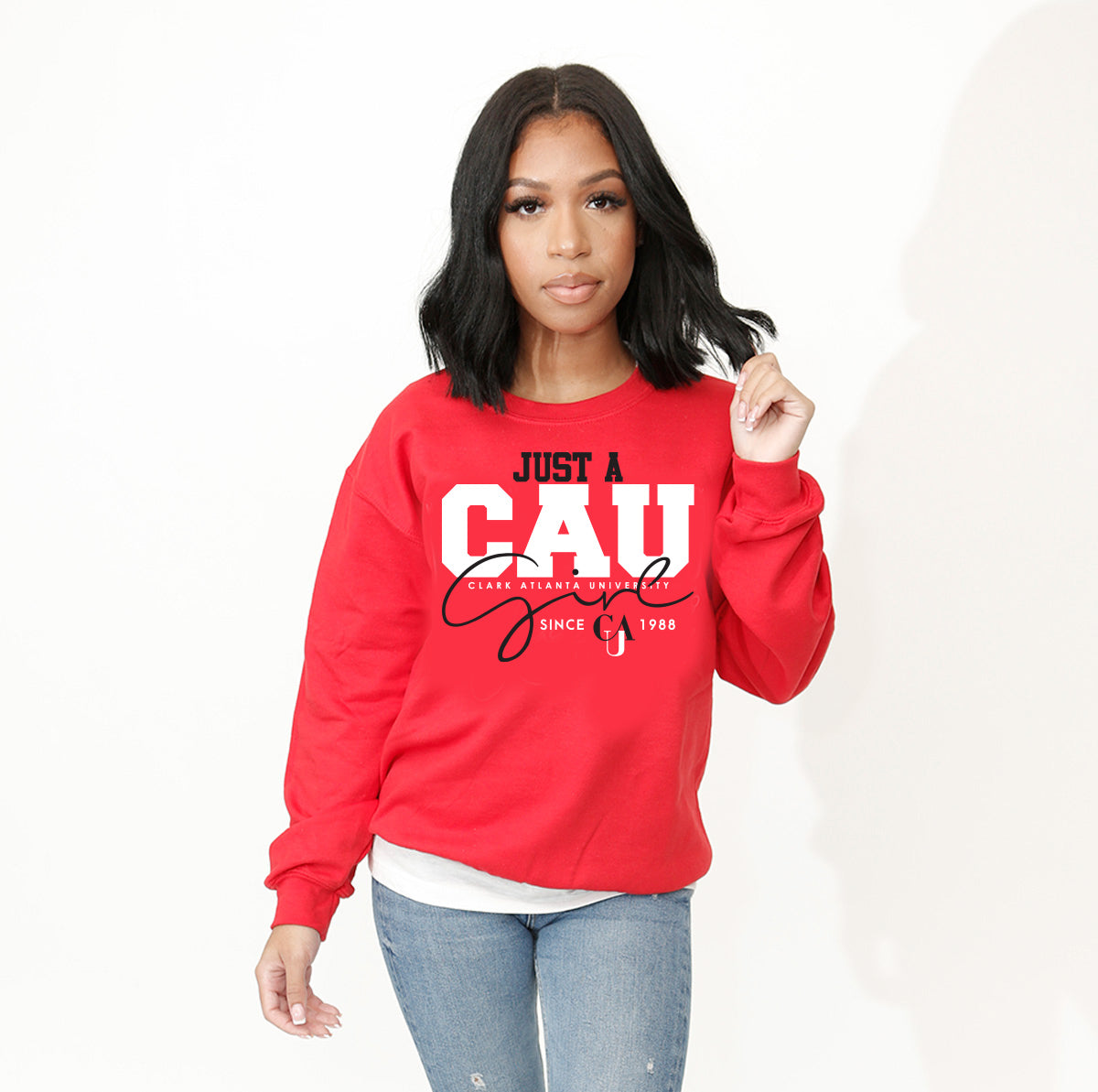 Clark Atlanta Just A Girl Red Unisex Sweatshirt (**)