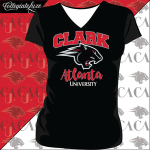 Clark Atlanta | ARCH LOGO ALUMNI Black Ladies V-Neck Tees (**)