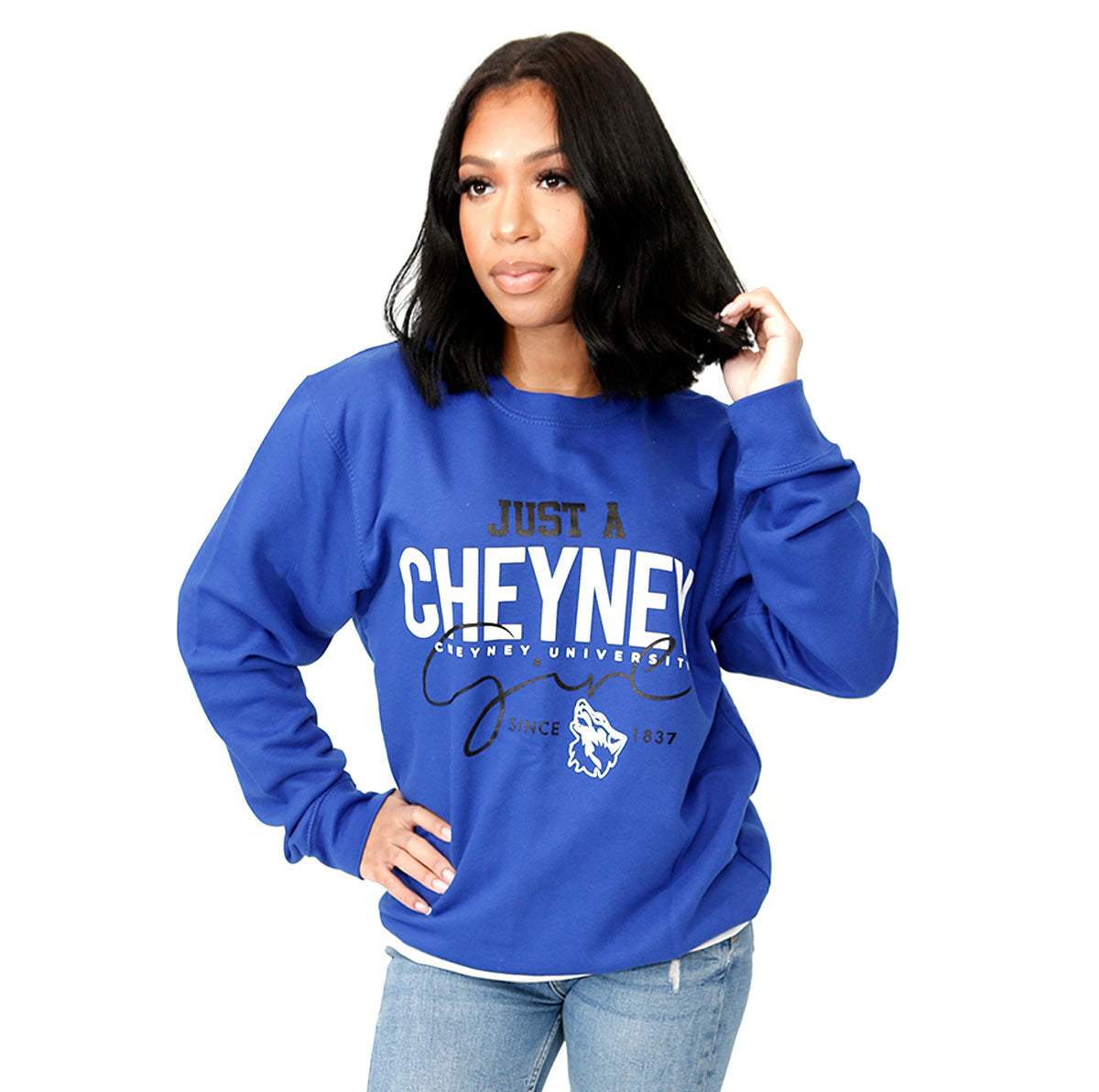 Cheyney University | JUST A GIRL Royal Blue Unisex Sweatshirt (Z)