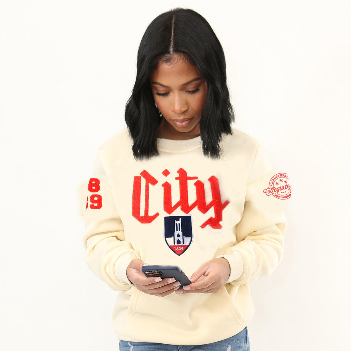 The CITY ( Chenille ) CREAM Unisex Sweatshirt