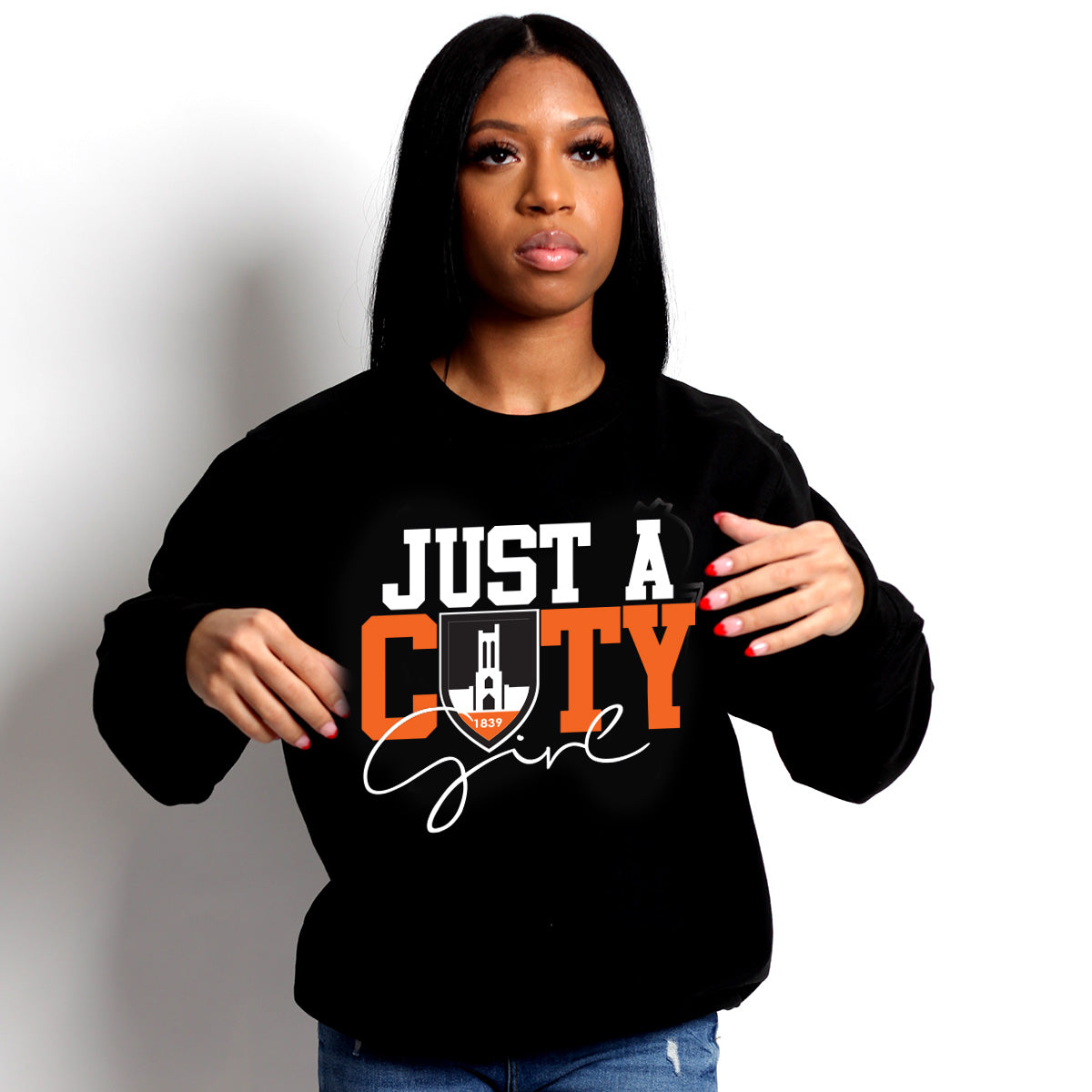 Baltimore City College | JUST A CITY GIRL Black Unisex Sweatshirt