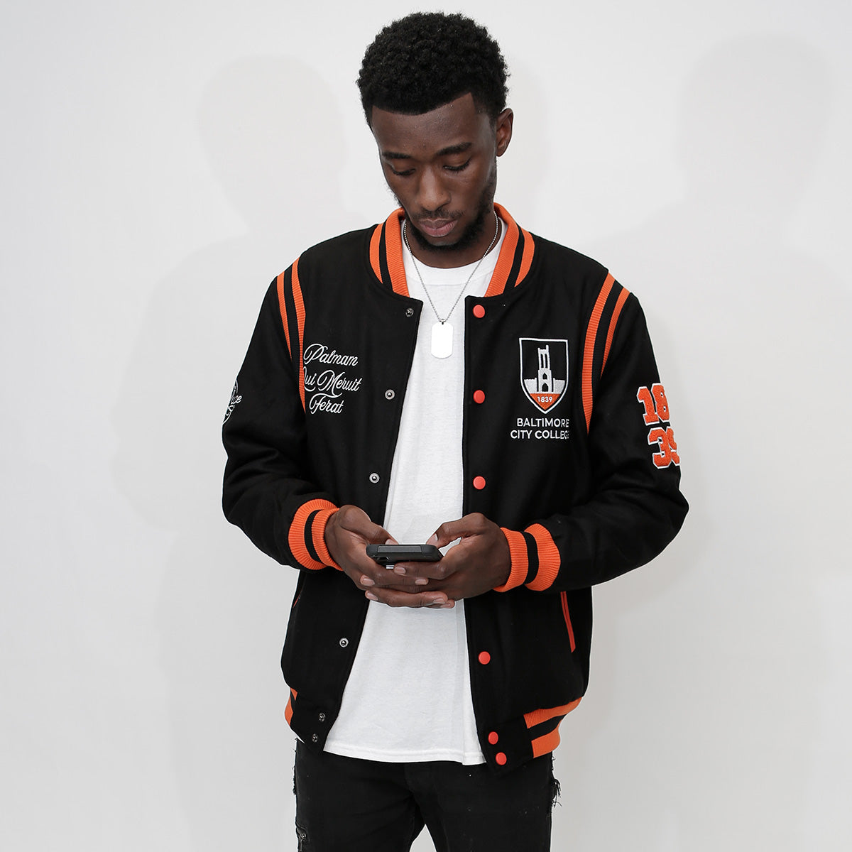 Orange Varsity Jacket Mens