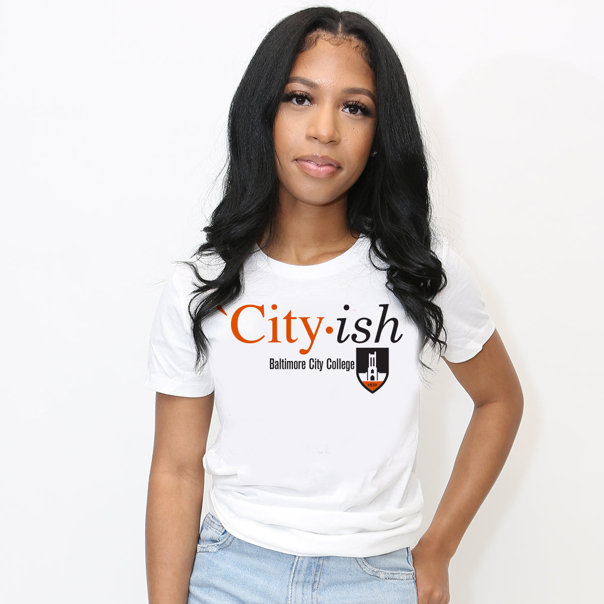 BALTIMORE CITY COLLEGE  | CITY -ISH White Ladies tee (DK)