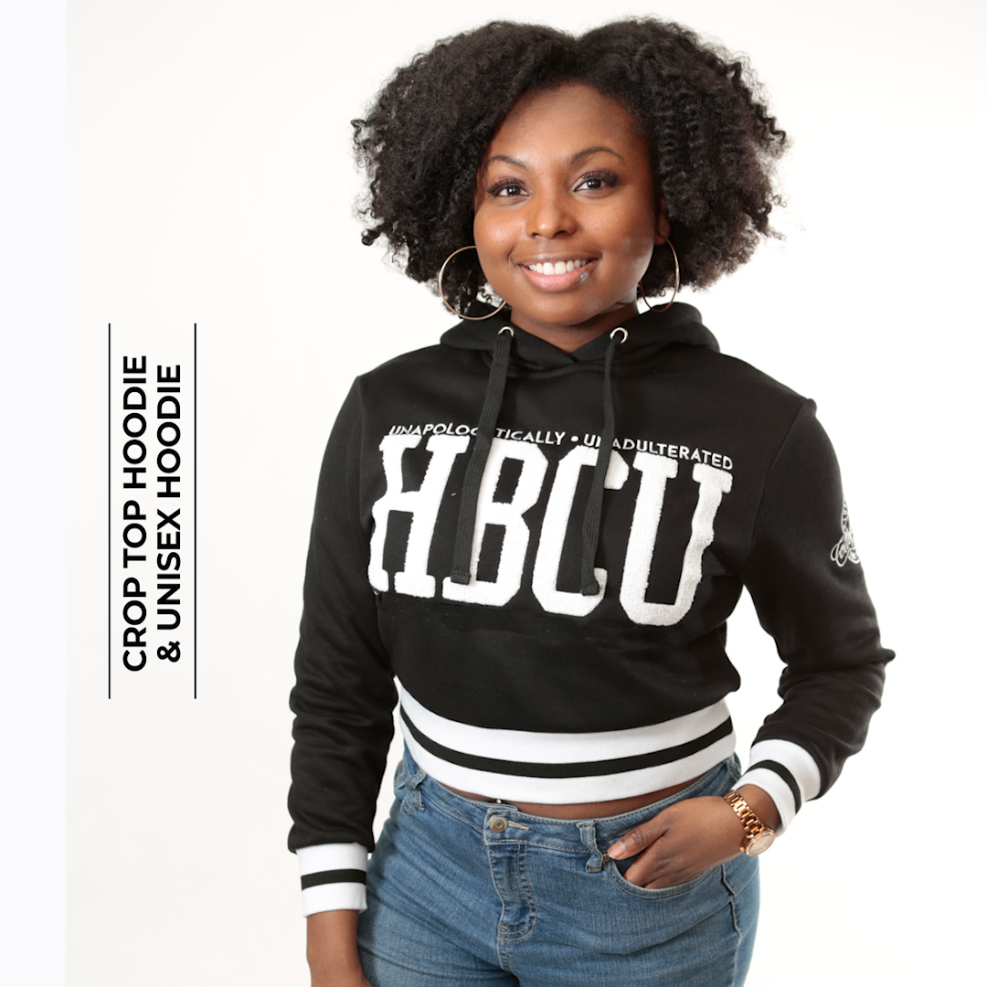 CROP HBCU MADE | BLACK (Chenille) | HOODIE