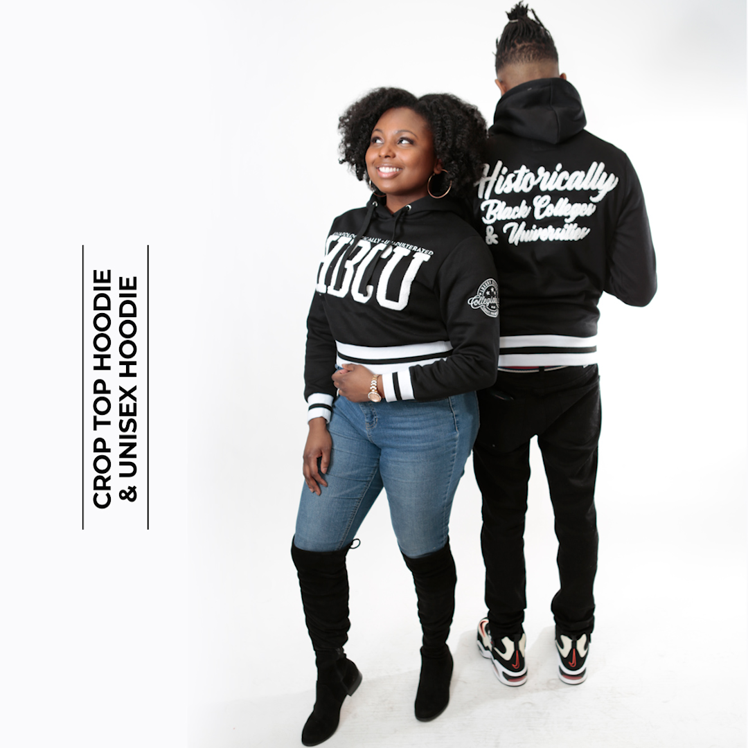 CROP HBCU MADE | BLACK (Chenille) | HOODIE