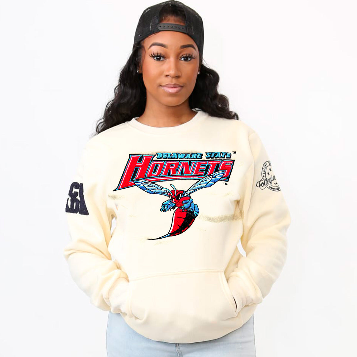 Delaware State Univ  | Cream Chenille Unisex Sweatshirt