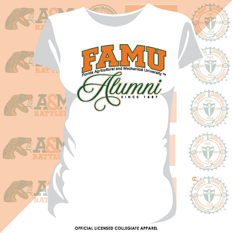 FAMU | Fancy ALUMNI White Ladies Tees