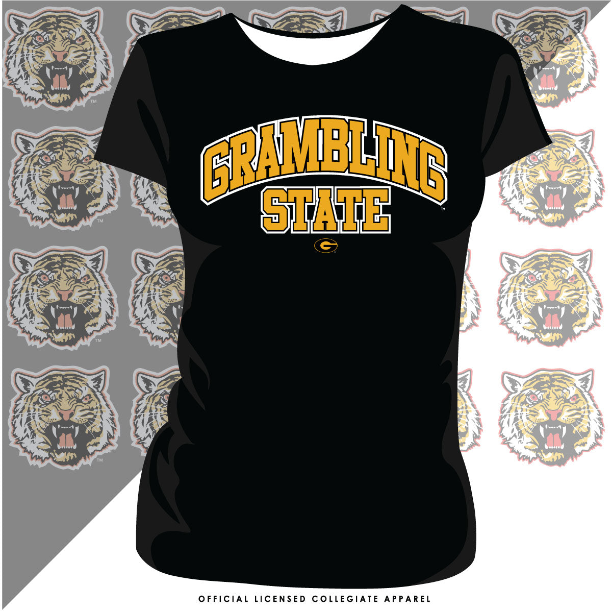 GRAMBLING STATE | GSU Arch Logo | Black Ladies Tees (Z)