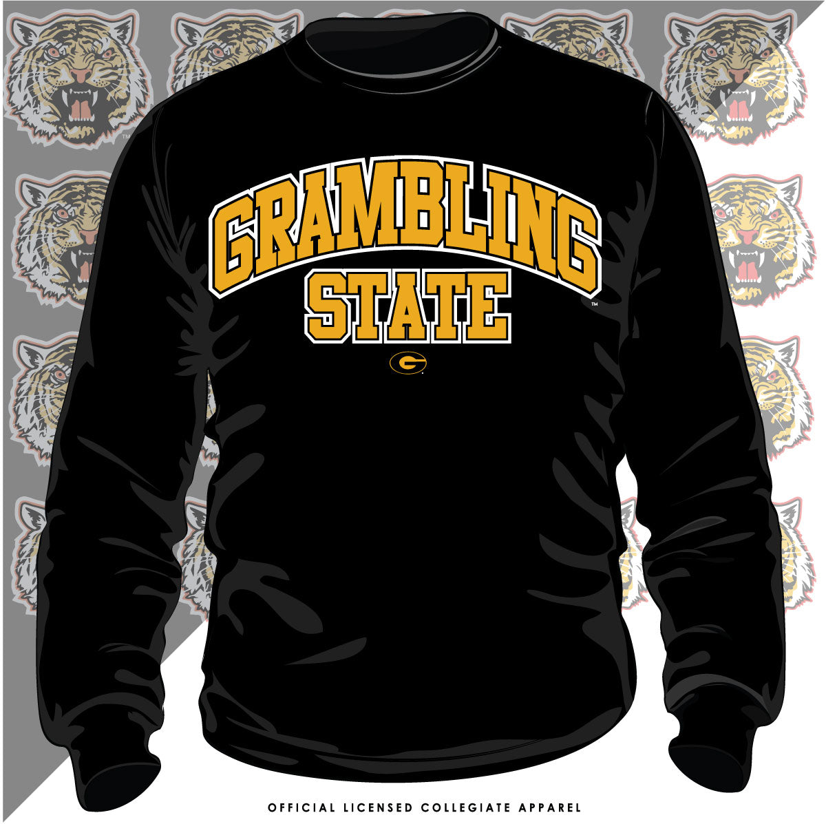 Grambling State | GRAMBLING Arch Logo Black Unisex Sweatshirt (Z)