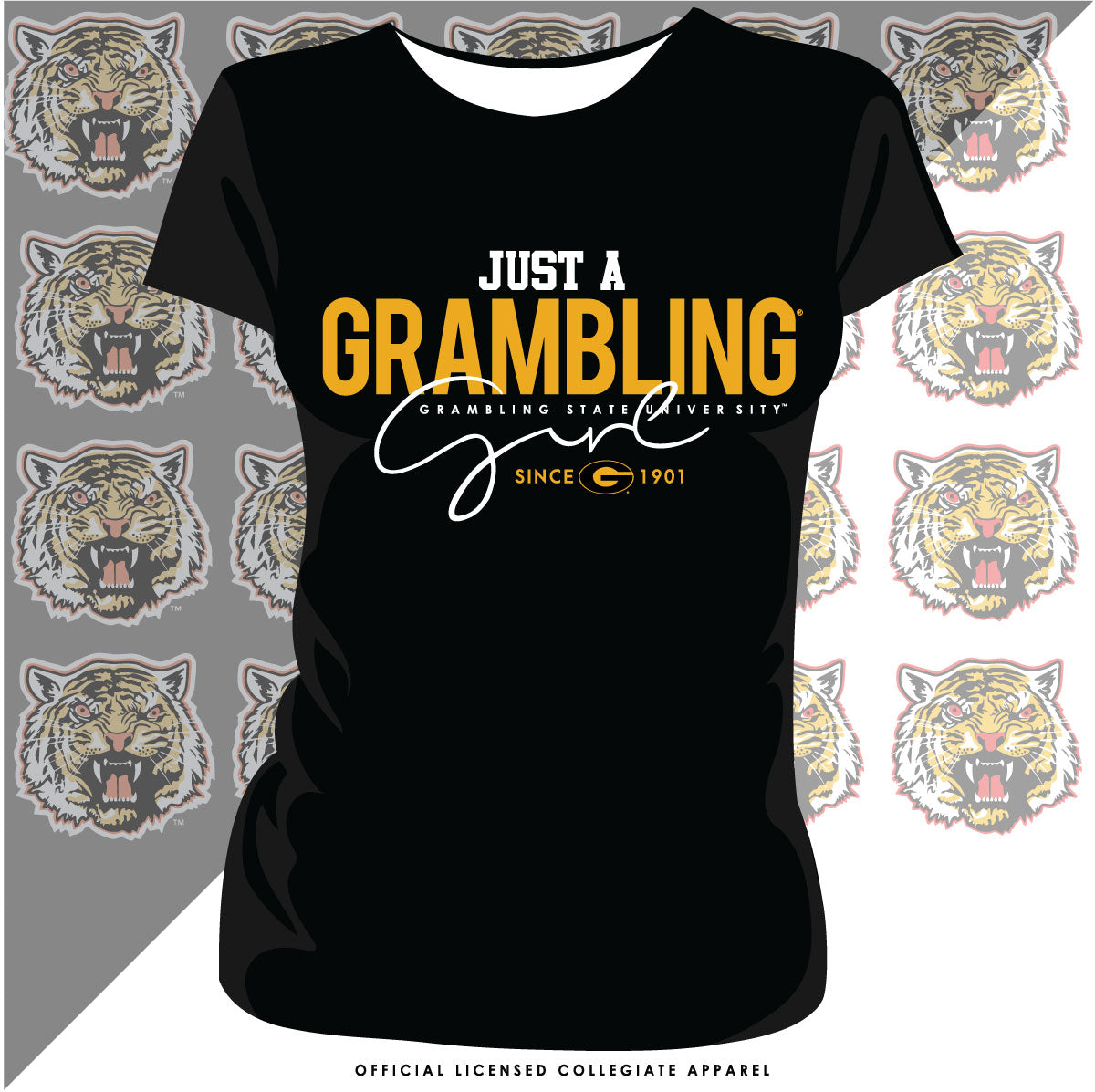 Grambling State | Just A Girl Black Ladies Tees (**)