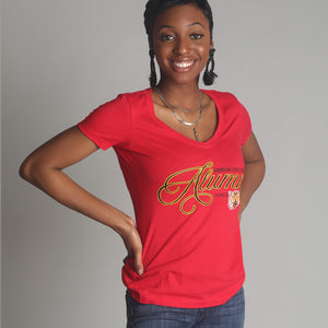 Grambling State | Super Fancy Alumni  RED Ladies Tee V-Neck (Z)