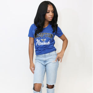 Hampton U | Fancy ALUMNI Royal Blue Ladies Tees (**)
