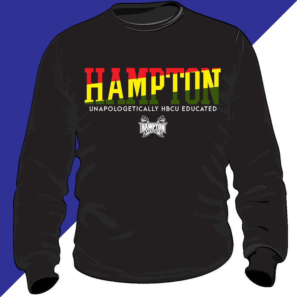 Hampton U | 1892 Selassie RASTA Colors Black Unisex Sweatshirt (z)