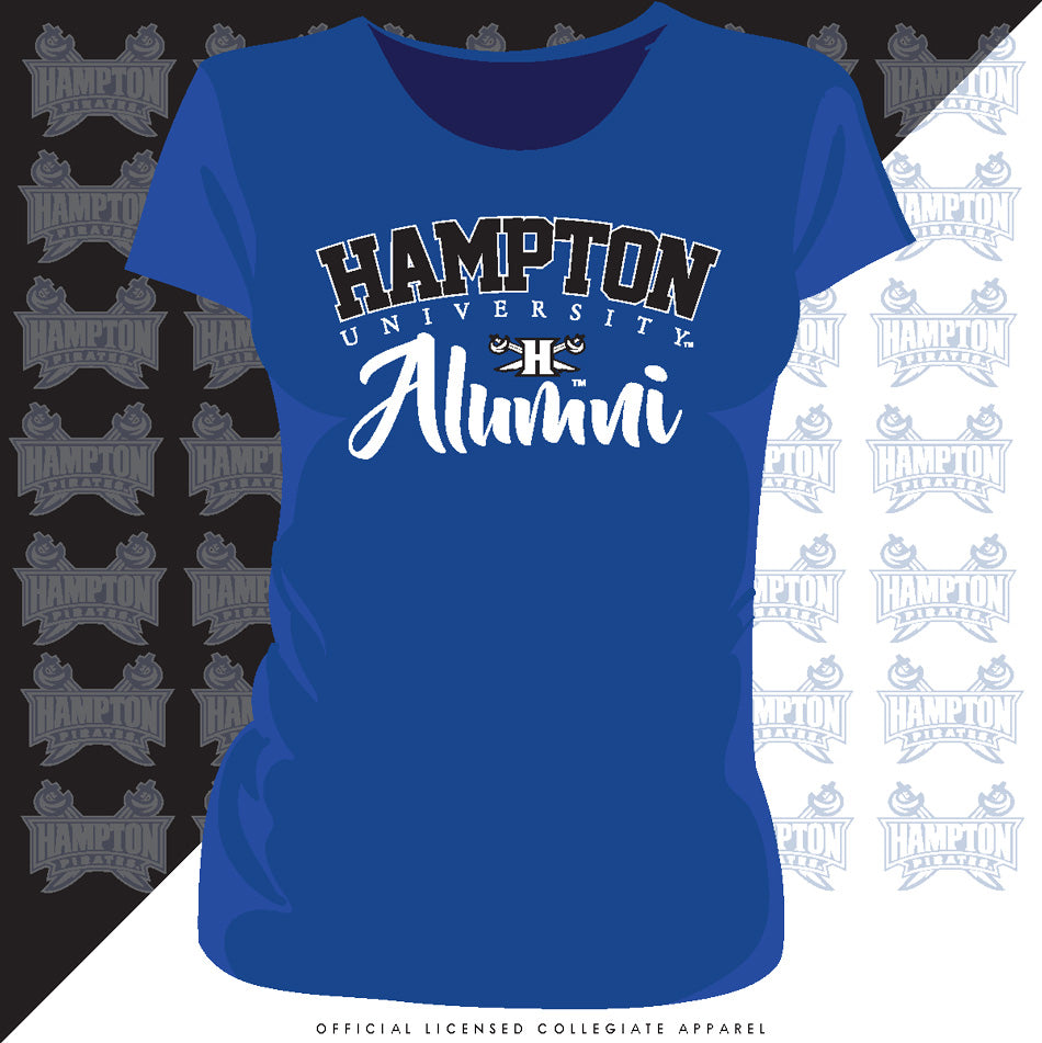 Hampton U | Fancy ALUMNI Royal Blue Ladies Tees -Z-