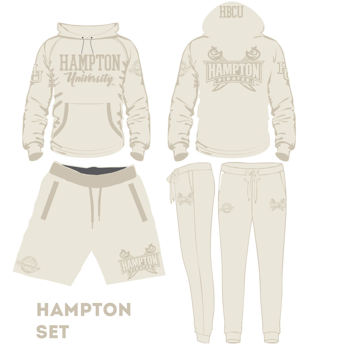 Hampton U | CREAM (Chenille) |  Hoodie / Jogger / GOAT Shorts