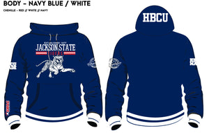 Jackson State. HBCU Chenille RED STRIPE | Unisex Hoodie (a**