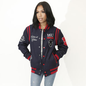 Howard Univ.|  VARSITY JACKET NAVY  UNISEX (aja)