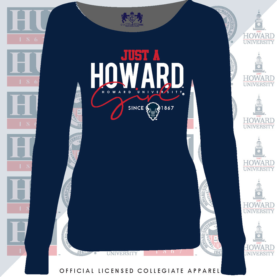 HOWARD | Just A Girl Navy Ladies Off The Shoulders | Chenille & Embroidery (aja)