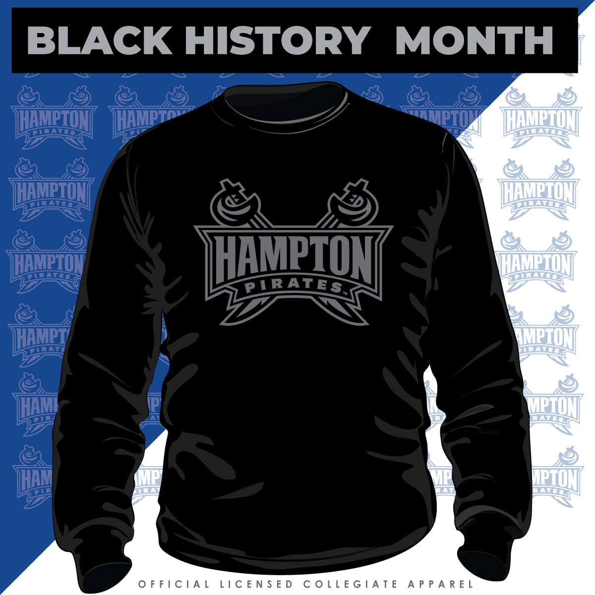 Hampton U | Celebrate BHM | 3D Puff INK Black Unisex Sweatshirt (Z)