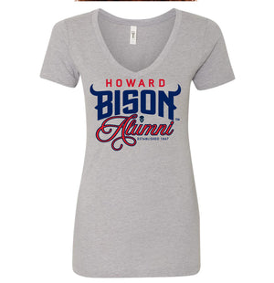 HOWARD | Fancy Alumni Gray Ladies V Neck Tees (**)
