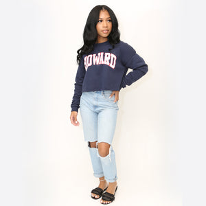 HOWARD | MECCA Arch | Women’s Triblend Cropped Long Sleeve Sweatshirt (**)