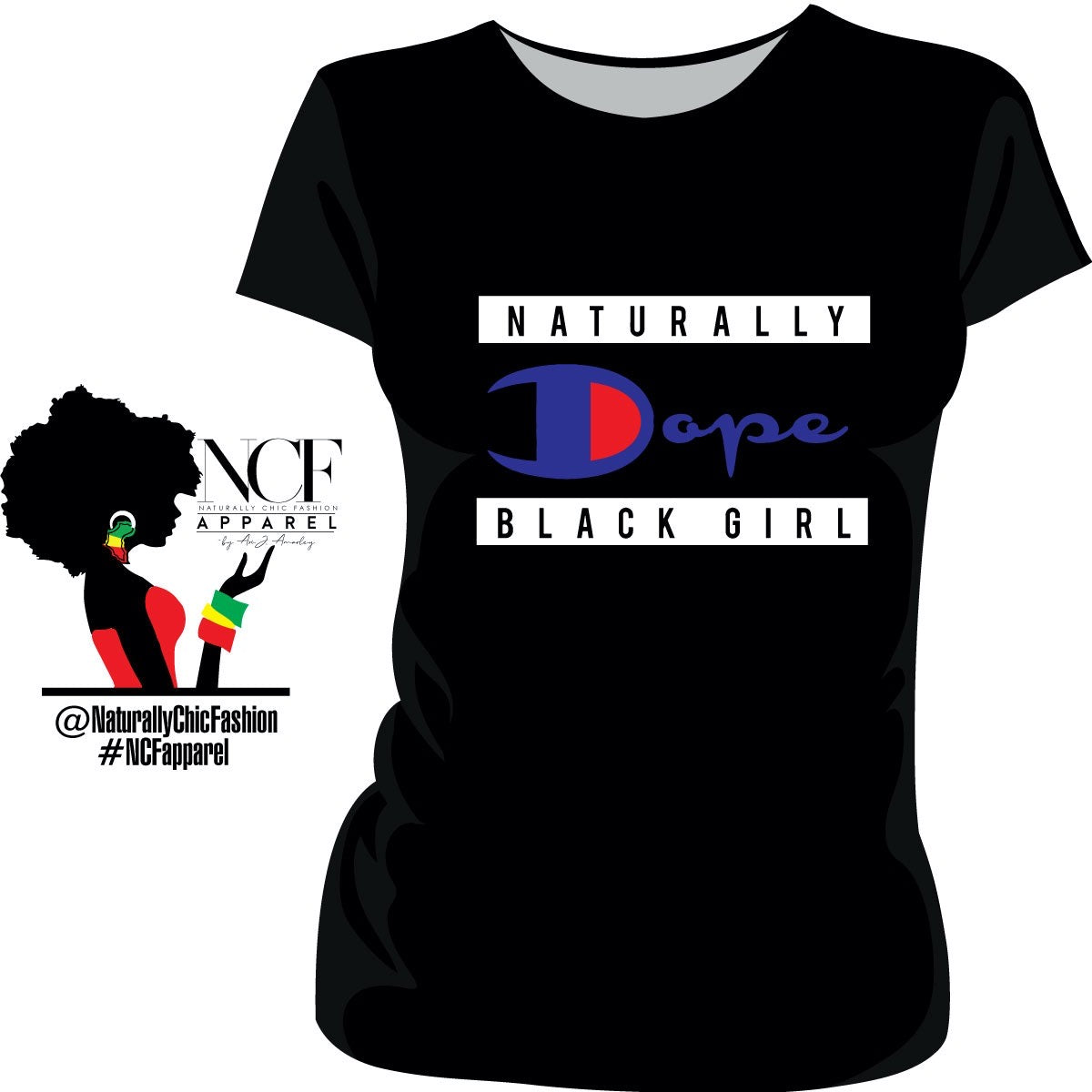 NCF • DOPE BLACK GIRL | Ladies Black Tees (bre)