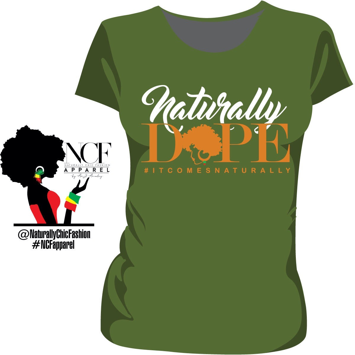 NCF • NATURALLY DOPE | Olive Green Ladies Tees (bre)