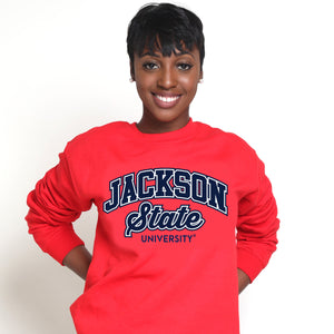 Jackson St. | Univ. ARCH Print Red Unisex Sweatshirt -Z-