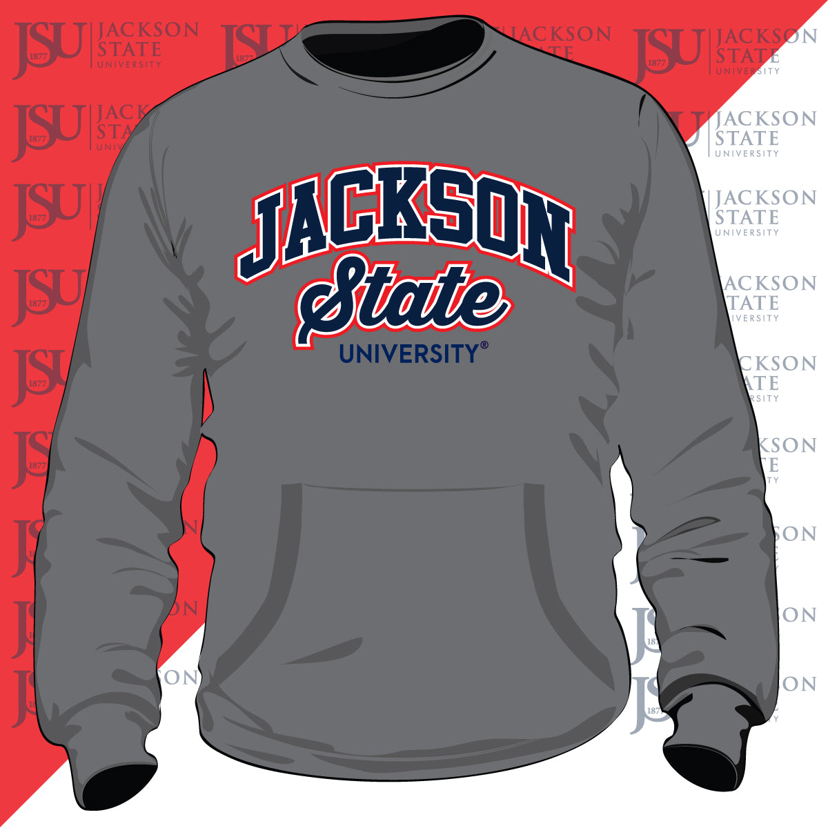 Jackson St. | 2021 Univ. ARCH Printed Gray Unisex Sweatshirt -Z-