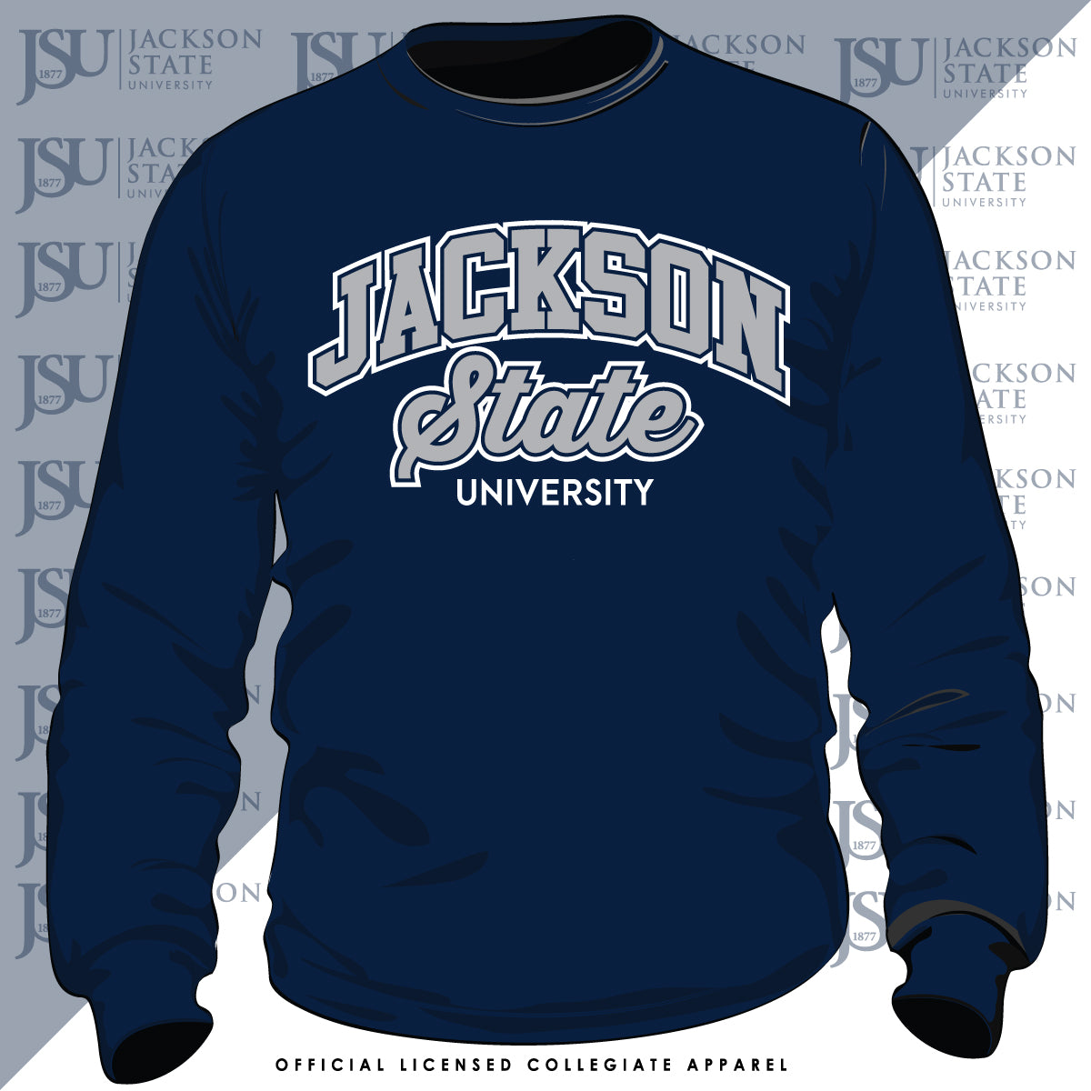 Jackson St. | Univ. ARCH Printed Navy Unisex Sweatshirt -Z-