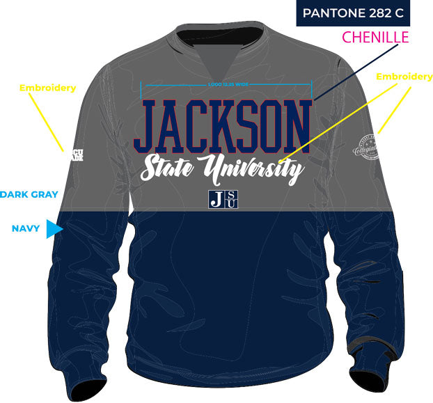 Jackson St. | THE GRAD (Chenille) GRAY & NAVY Unisex Sweatshirt
