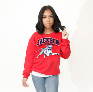 Jackson St. | Vintage PRINT ARCH TIGER Red Unisex Sweatshirt (z)