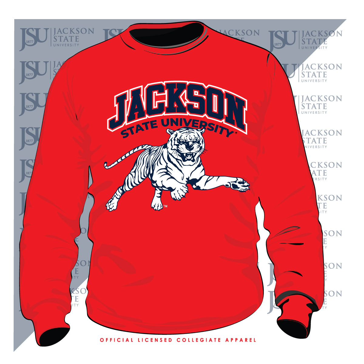 Jackson St. | Vintage PRINT ARCH TIGER Red Unisex Sweatshirt (DK)