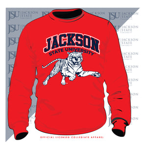 Jackson St. | Vintage PRINT ARCH TIGER Red Unisex Sweatshirt (z)