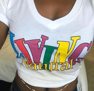 NCF | LIVING NATURAL LADIES WHITE V-NECK TEES